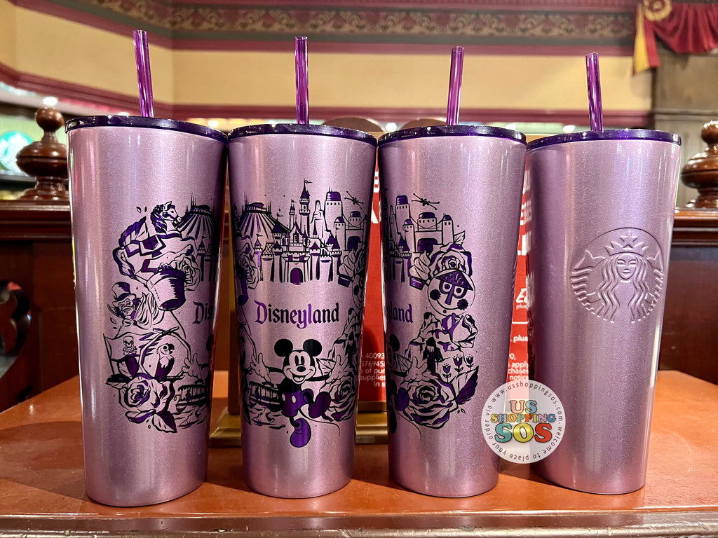 Disneyland starbucks stainless steel Mickey And Castle Purple tumbler