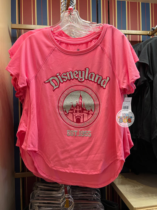 DLR - “Disneyland Est.1955” Castle Badge Hot Pink T-shirt (Adult)