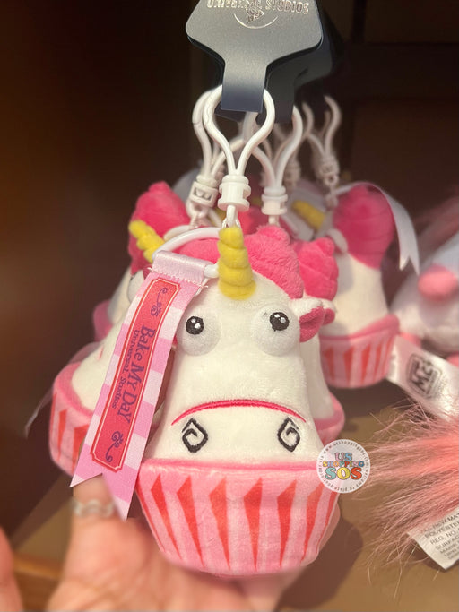 Universal Studios - Despicable Me Minions - Cupcake Fluffy Unicorn Plush Keychain