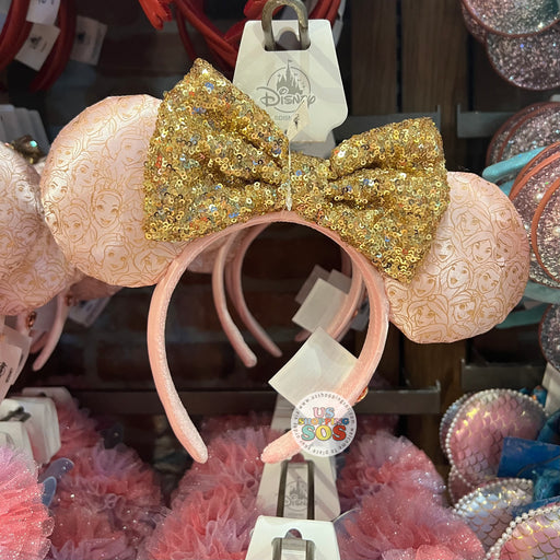 DLR/WDW - Disney Princess Gold Sequin Bow All-Over-Print Ear Headband