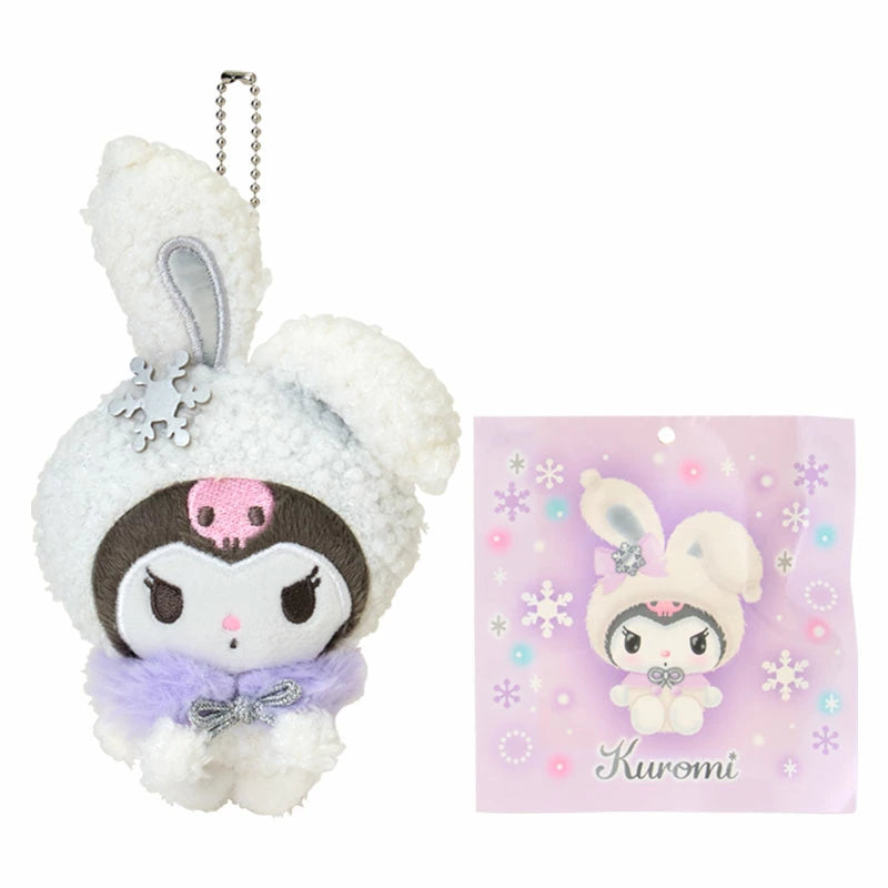 Japan Sanrio - Christmas Sweets 2025 Collection x  Snow Rabbit Kuromi Ramune Candy & Plush Keychain Set