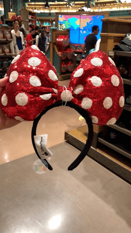 On- Hand!!! SHDL - Big Bow Minnie Mouse Ear Headband x Red (Sequin)