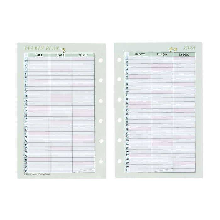 Japan Sanrio - Schedule Book & Calendar 2024 Collection x Snoopy Personal Organizer Refill Set 2024