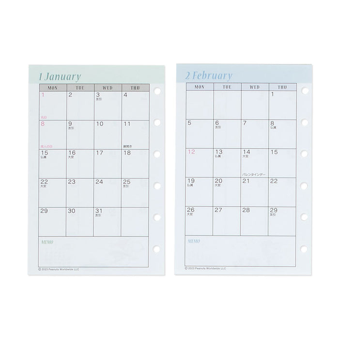 Japan Sanrio - Schedule Book & Calendar 2024 Collection x Snoopy Personal Organizer Refill Set 2024