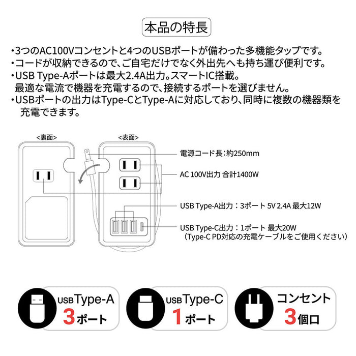 Japan Sanrio - Pompompurin Table tap with USB/USB Type-C port