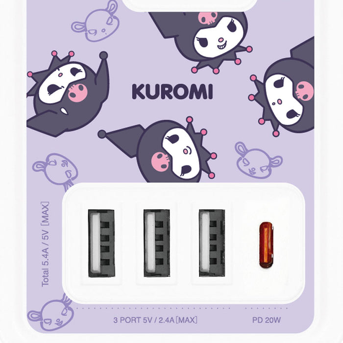 Japan Sanrio - Kuromi Table tap with USB/USB Type-C port