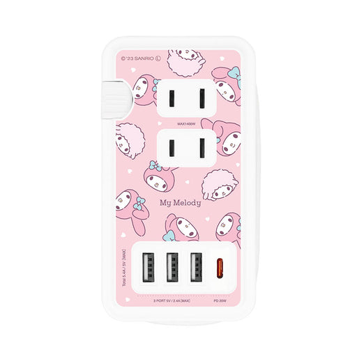 Japan Sanrio - My Melody Table tap with USB/USB Type-C port