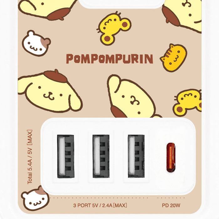 Japan Sanrio - Pompompurin Table tap with USB/USB Type-C port