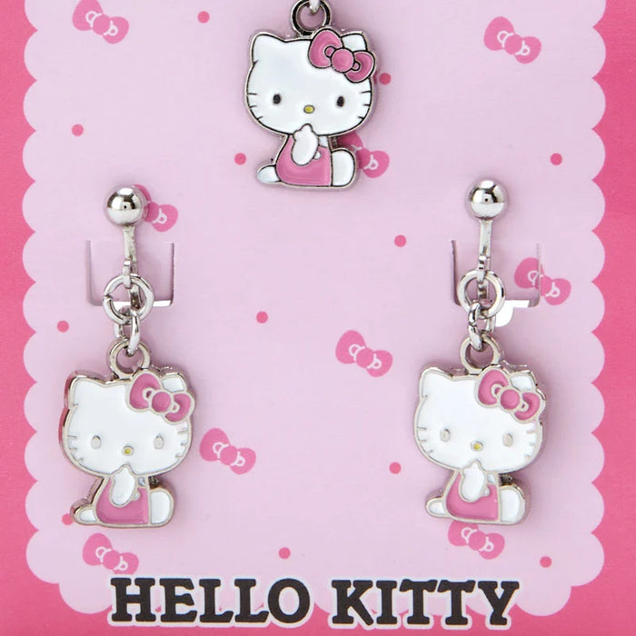 Hello Kitty Girls Necklace Stud Earrings Jewelry Set - 18+3