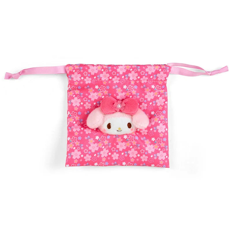 Japan Sanrio - My Melody Boa Face Drawstring Bag (Cherry Blossom Kimono)