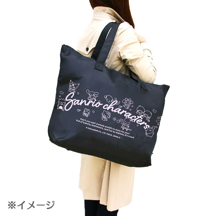 Japan Sanrio - Sanrio Characters Large Folding Zipper Tote Bag (Color: Black)