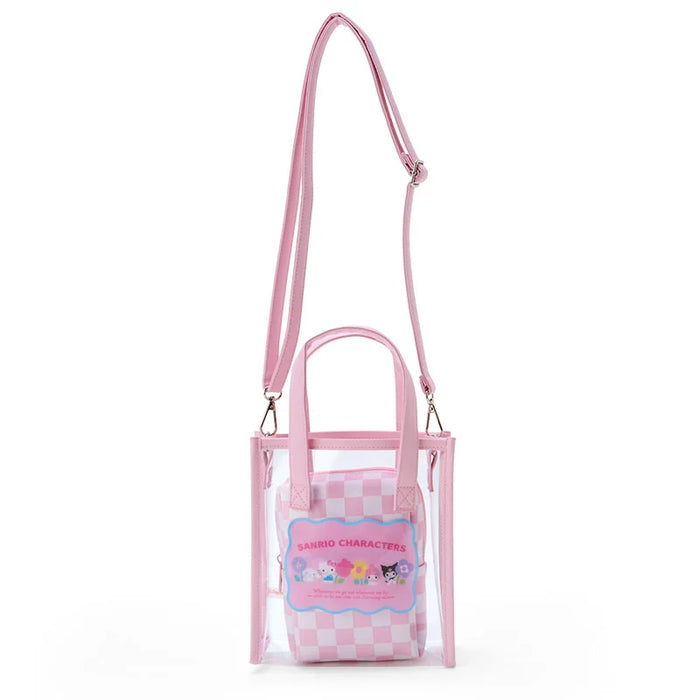 Japan Sanrio - Sanrio Characters Clear Handbag with Shoulder Strap (Pastel Checker)