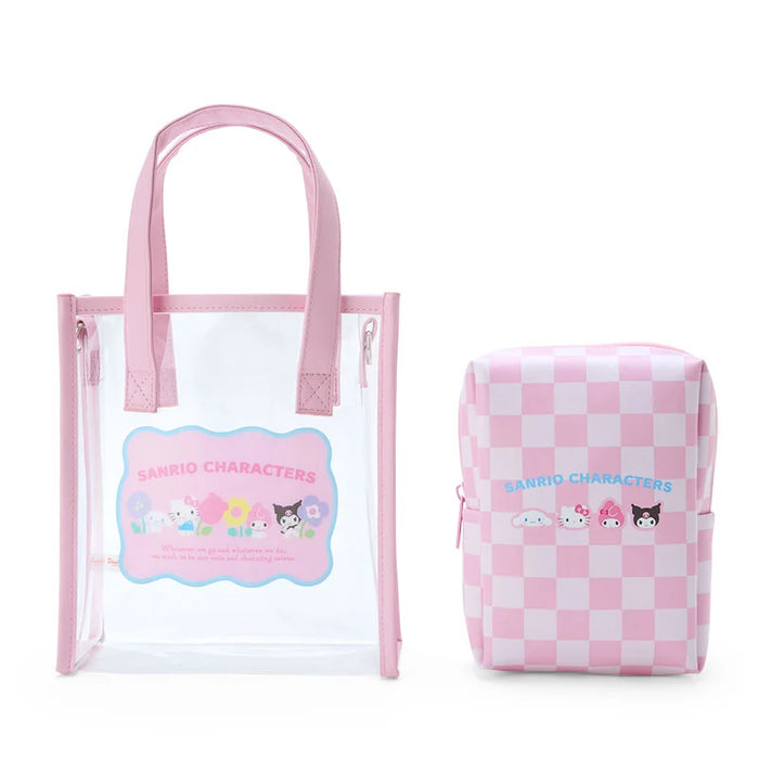 Japan Sanrio - Sanrio Characters Clear Handbag with Shoulder Strap (Pastel Checker)