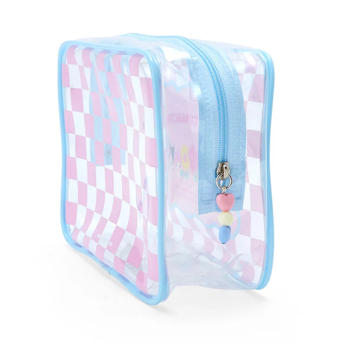 Japan Sanrio - Sanrio Characters Clear Pouch (Pastel Checker)