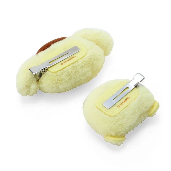 Japan Sanrio - Pompompurin Plushy Hair Clips Set (Butt Puri Puri Pudding)
