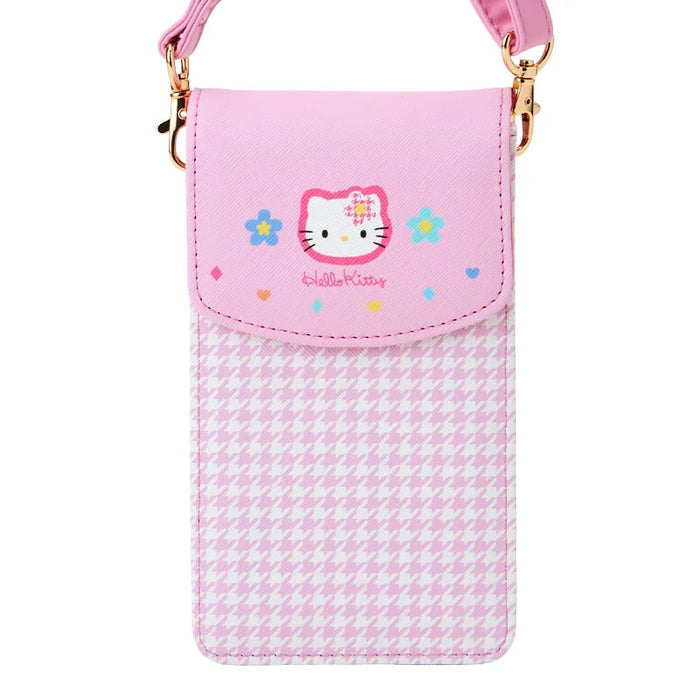 Japan Sanrio - Hello Kitty Houndstooth and Flowers Multi Pochette