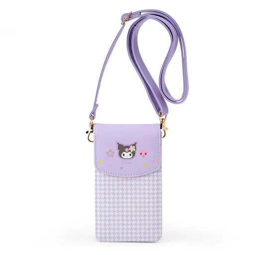 Japan Sanrio - Kuromi Houndstooth and Flowers Multi Pochette