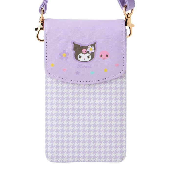 Japan Sanrio - Kuromi Houndstooth and Flowers Multi Pochette