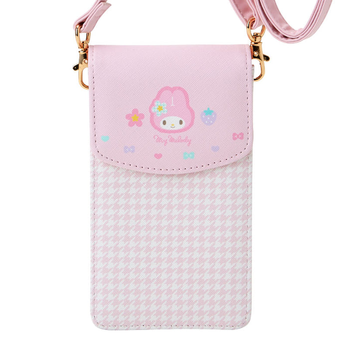 Japan Sanrio - My Melody Houndstooth and Flowers Multi Pochette