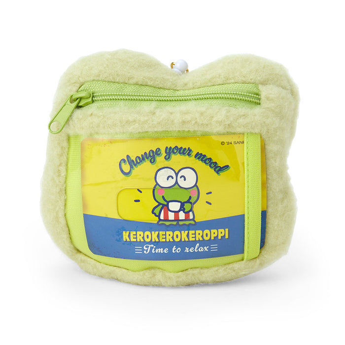 Japan Sanrio - Keroppi Fluffy Face Shaped Pass Case (Vintage Retro)