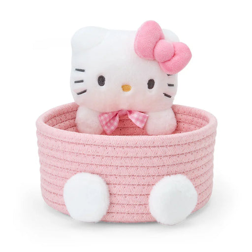 Japan Sanrio -Hello Kitty Rope Basket with Mascot Size M
