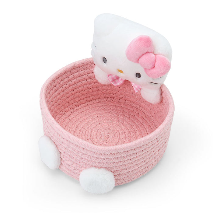 Japan Sanrio -Hello Kitty Rope Basket with Mascot Size M