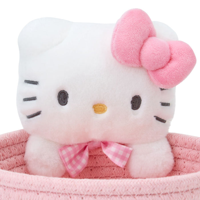 Japan Sanrio -Hello Kitty Rope Basket with Mascot Size M
