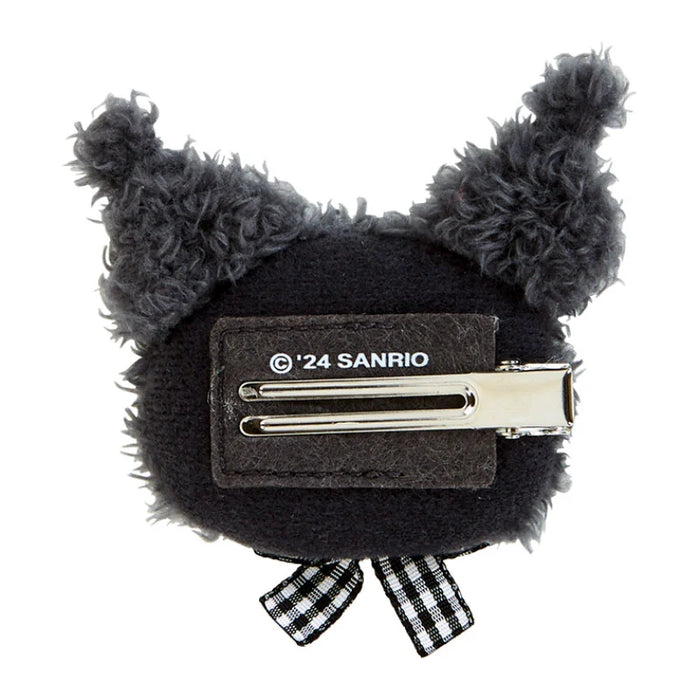 Japan Sanrio - Kuromi Fluffy Face-Shaped Hair Clip