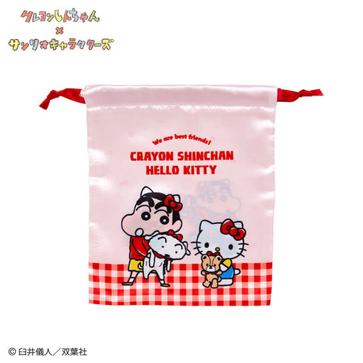 Japan Sanrio - Hello Kitty Crayon Shin-chan Ribbon Drawstring Bag