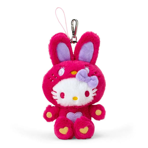 Japan Sanrio - Hello Kitty Plush Keychain (Colorful Bunny) Color: Red
