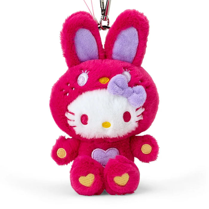 Japan Sanrio - Hello Kitty Plush Keychain (Colorful Bunny) Color: Red