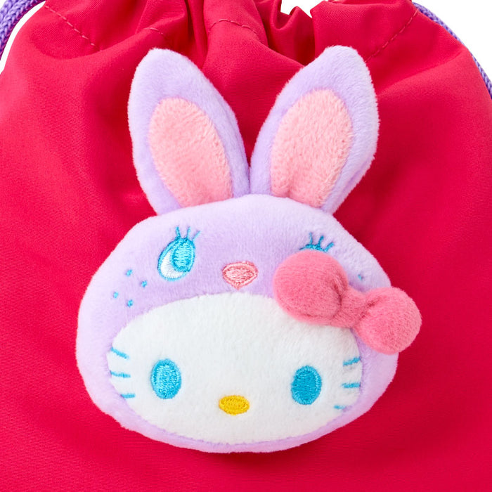 Japan Sanrio - Hello Kitty Boa Face Drawstring Bag (Colorful Bunny) Color: Red