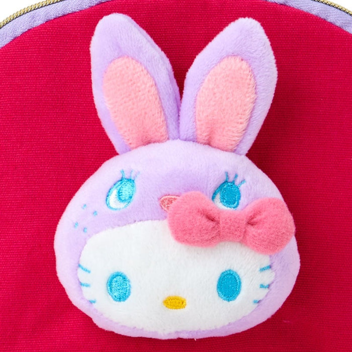 Japan Sanrio - Hello Kitty Boa Face Cosmetic Pouch (Colorful Bunny) Color: Red