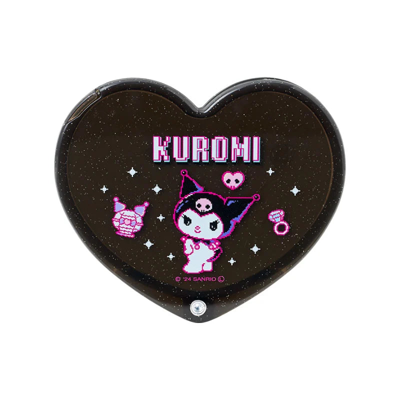 Japan Sanrio - Kuromi Heart-Shaped Compact Mirror (Color: Black)