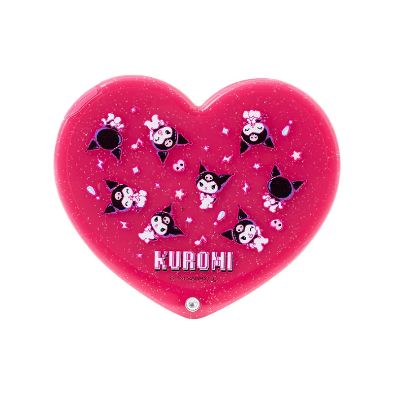 Japan Sanrio - Kuromi Heart-Shaped Compact Mirror (Color: Pink)