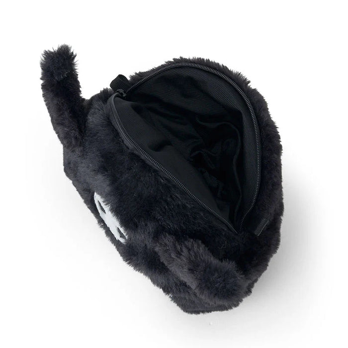 Japan Sanrio - Kuromi Face-Shaped Fur Shoulder Bag