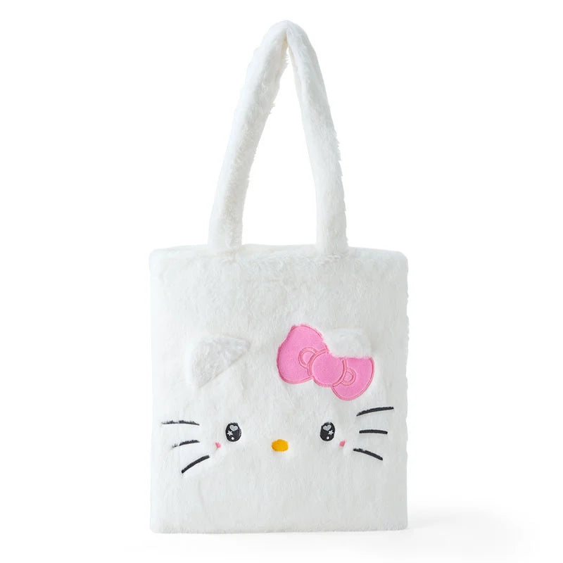 Japan Sanrio - Hello Kitty Face-Shaped Fluffy Tote Bag