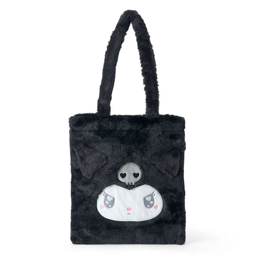 Japan Sanrio - Kuromi Face-Shaped Fluffy Tote Bag