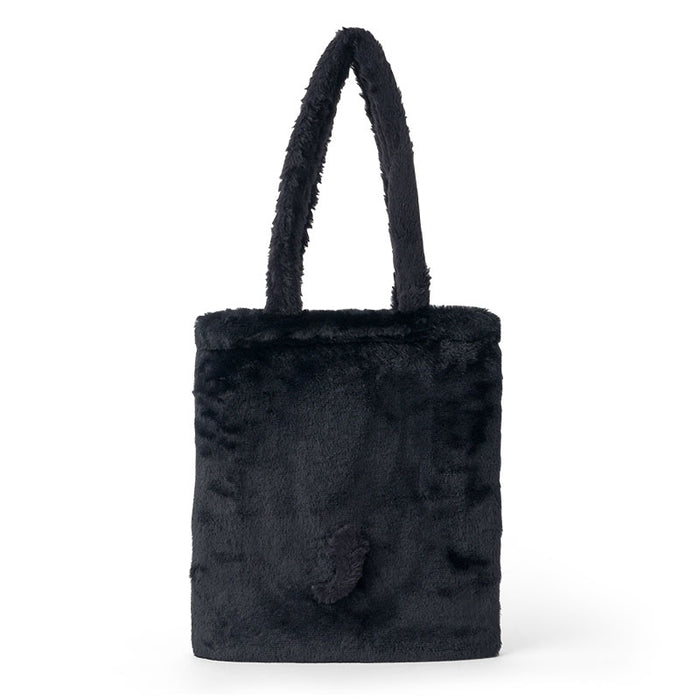 Japan Sanrio - Kuromi Face-Shaped Fluffy Tote Bag