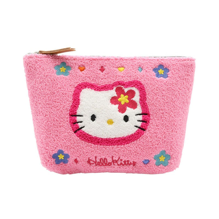 Japan Sanrio - Hello Kitty "Classical Houndstooth and Flowers" Sagara Embroidery Pouch