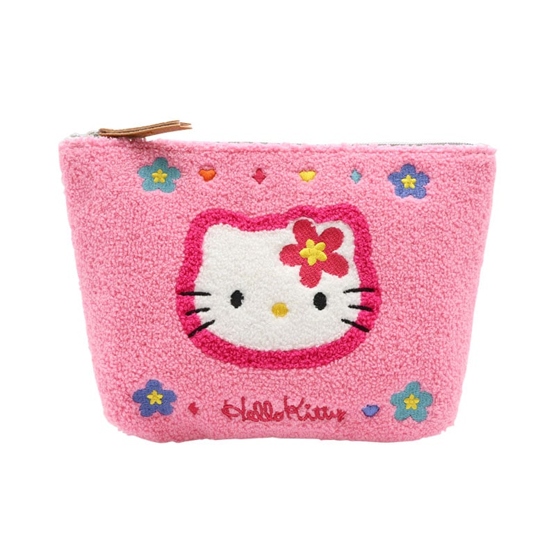 Japan Sanrio - Hello Kitty "Classical Houndstooth and Flowers" Sagara Embroidery Pouch