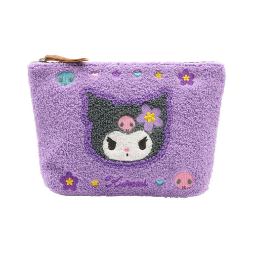 Japan Sanrio - Kuromi  "Classical Houndstooth and Flowers" Sagara Embroidery Pouch