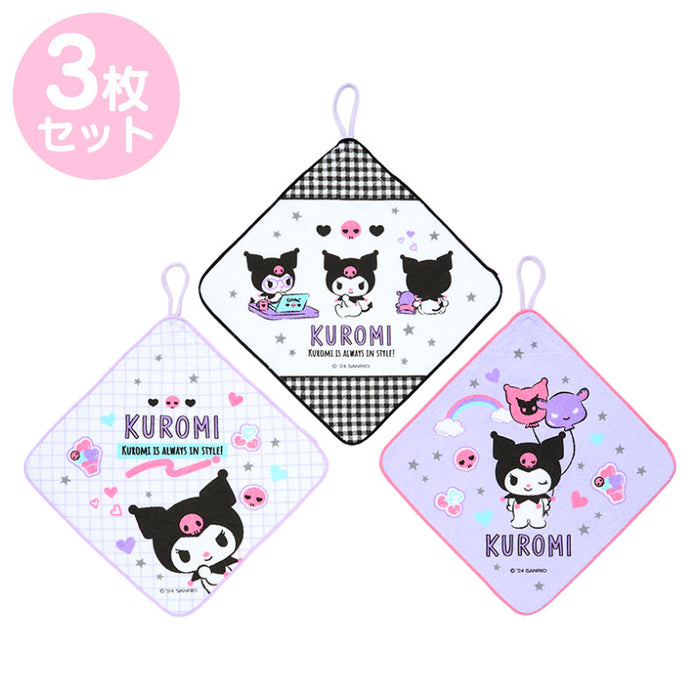 Japan Sanrio - Kuromi Set of 3 Towels with Loops