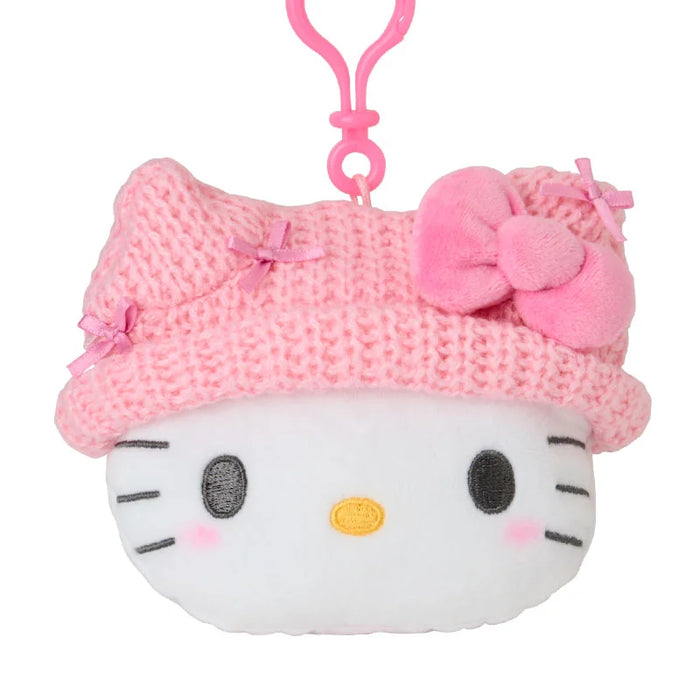 Japan Sanrio - Hello Kitty Face-Shaped "Knitted Hat with Ears" Mini Pouch