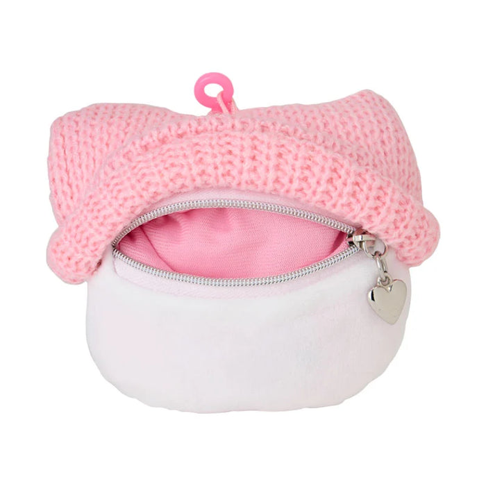Japan Sanrio - Hello Kitty Face-Shaped "Knitted Hat with Ears" Mini Pouch