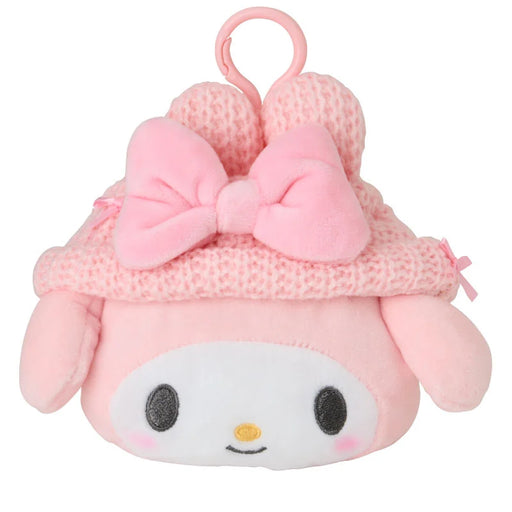 Japan Sanrio - My Melody Face-Shaped "Knitted Hat with Ears" Mini Pouch