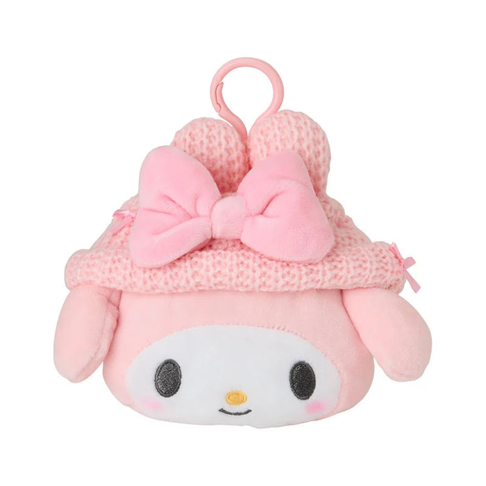 Japan Sanrio - My Melody Face-Shaped "Knitted Hat with Ears" Mini Pouch