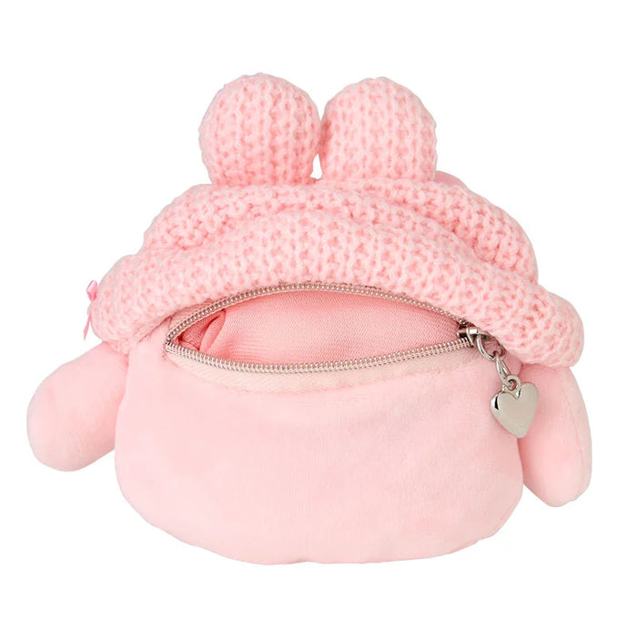 Japan Sanrio - My Melody Face-Shaped "Knitted Hat with Ears" Mini Pouch