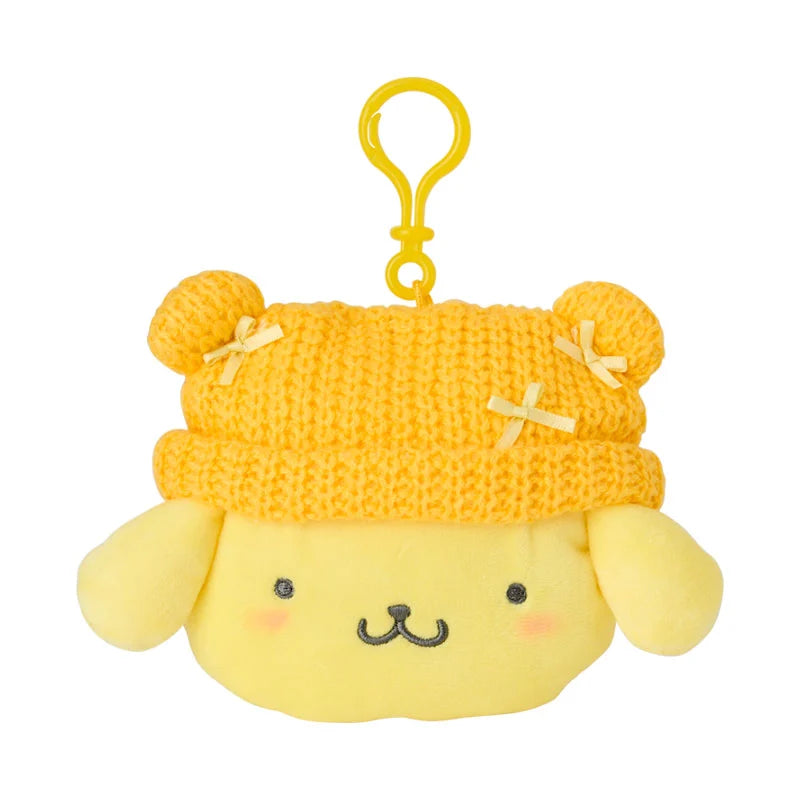 Japan Sanrio - Pompompurin Face-Shaped "Knitted Hat with Ears" Mini Pouch