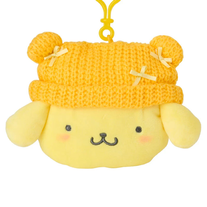 Japan Sanrio - Pompompurin Face-Shaped "Knitted Hat with Ears" Mini Pouch